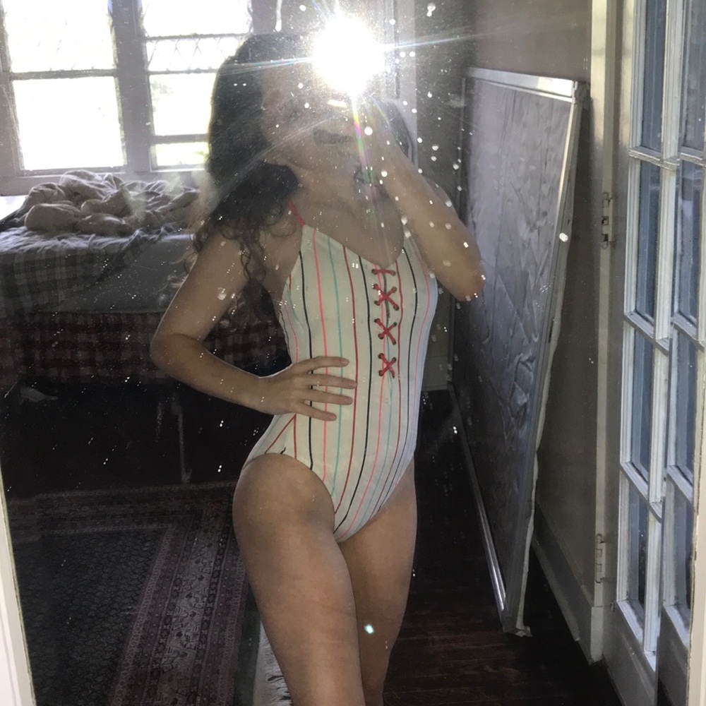 striped one piece cute